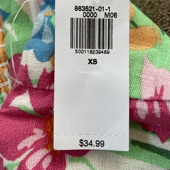 NWT Old Navy Linen Blend Pink/Orange Floral Fit & Flare Cami Mini Dress Size XS - Picture 12 of 16